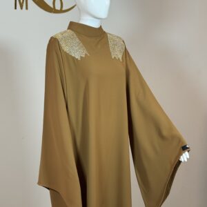 Russet straight abaya side view