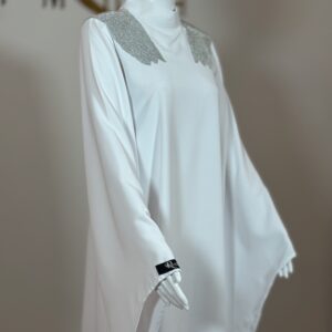 White straight abaya side view