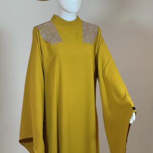 Mustard two-piece abaya without belt view