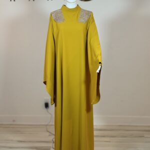 Mustard two-piece abaya without belt view