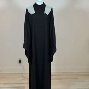 Black two-piece abaya full outfit view