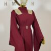 Maroon two-piece abaya with belt view