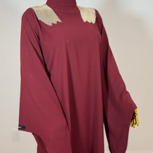 Maroon straight abaya side view